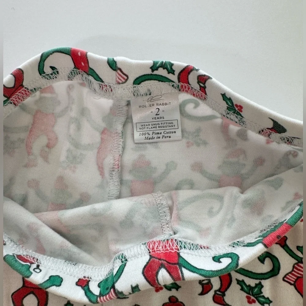 Roller Rabbit Monkey Mas Christmas Pajama Bottoms Size 2